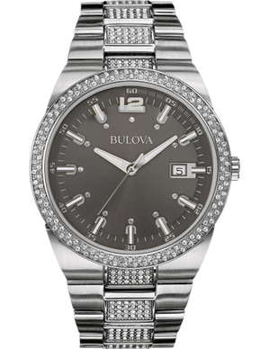 Bulova Crystal Collection Brown Dial Silver Steel Strap Watch for Men - 96B221 Buy Now By Bulova