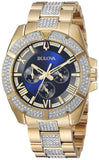 Bulova Crystal Collection Blue Dial Gold Steel Strap Watch for Men - 98C128 Buy Now By Bulova