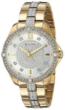 Bulova Crystal Collection Silver Crystal Dial Gold Steel Strap Watch for Women - 98L228 Buy Now By Bulova