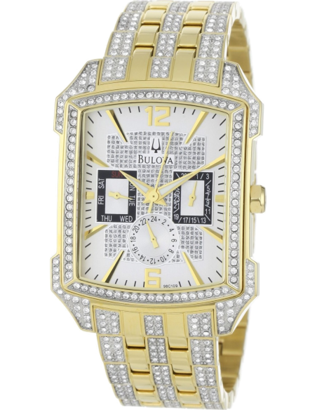 Bulova Crystal Chronograph White Dial Two Tone Steel Strap Watch for Men - 98C109 Buy Now By Bulova