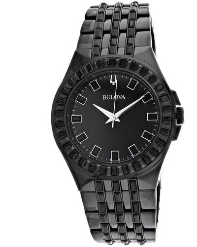 Bulova Crystal Collection Phantom Black Dial Black Steel Strap Watch for Men - 98A240 Buy Now By Bulova