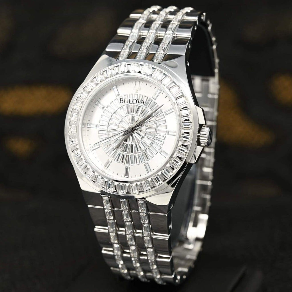 Bulova Phantom Crystal Silver Dial Silver Steel Strap Watch for Men - 96A236 Buy Now By Bulova