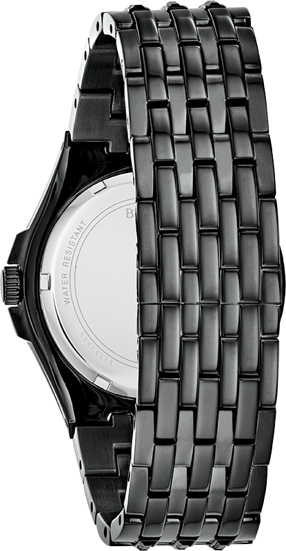 Bulova Crystal Collection Phantom Black Dial Black Steel Strap Watch for Men - 98A240 Buy Now By Bulova