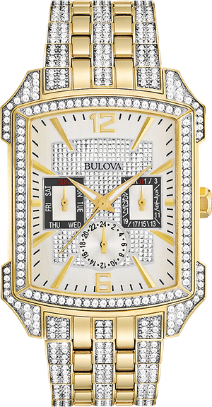 Bulova Crystal Chronograph White Dial Two Tone Steel Strap Watch for Men - 98C109 Buy Now By Bulova