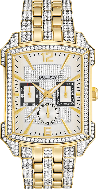 Bulova Crystal Chronograph White Dial Two Tone Steel Strap Watch for Men - 98C109 Buy Now By Bulova