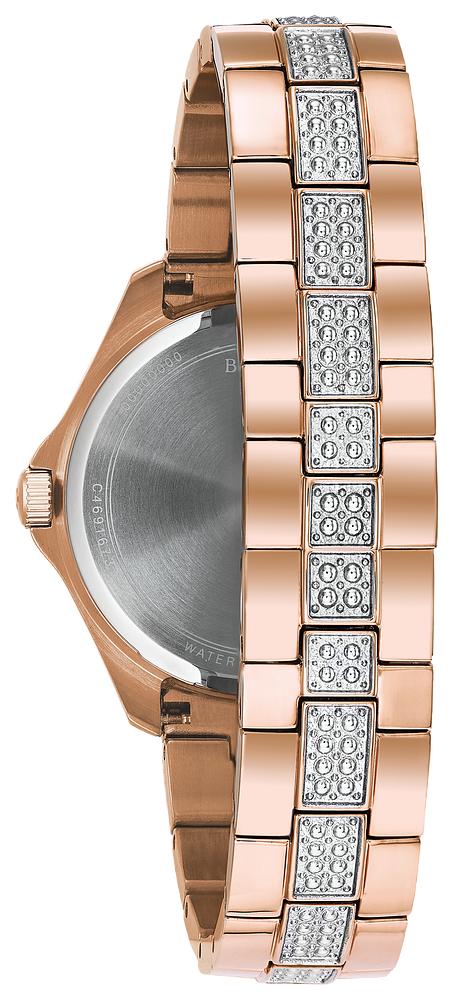 Bulova Crystal Collection Silver Dial Rose Gold Steel Strap Watch for Women - 98L229 Buy Now By Bulova