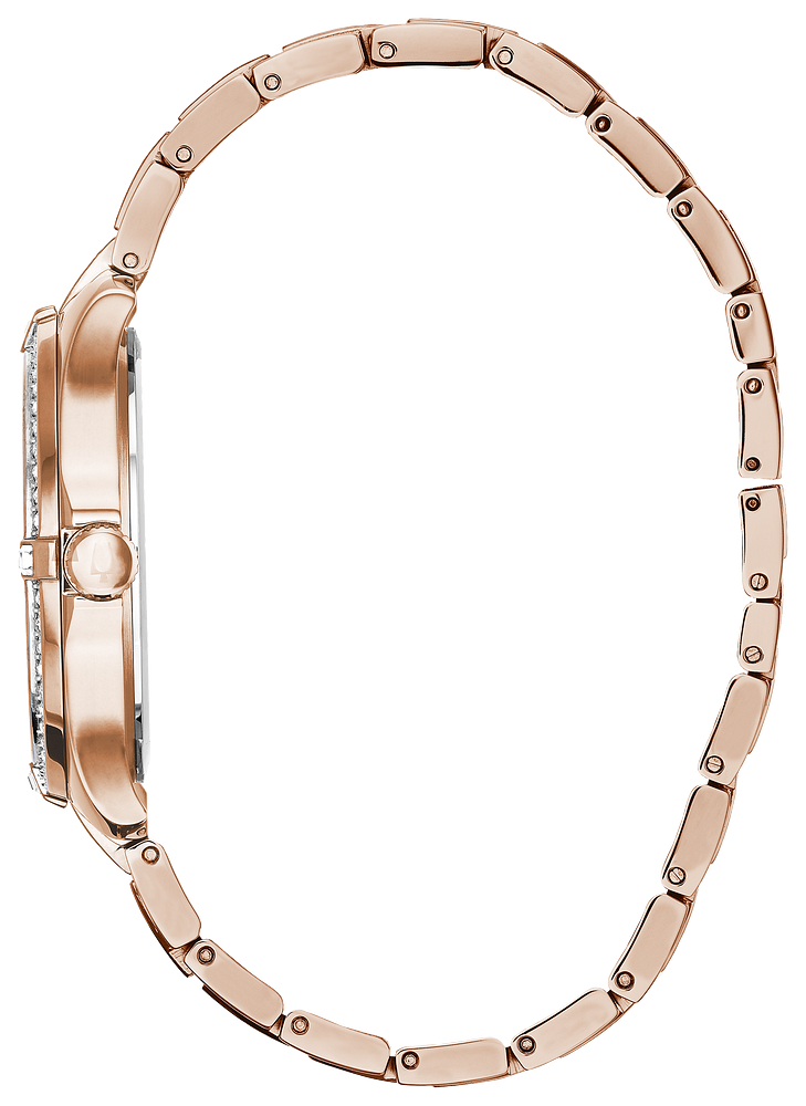 Bulova Crystal Collection Silver Dial Rose Gold Steel Strap Watch for Women - 98L229 Buy Now By Bulova