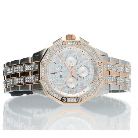 Bulova Octova Crystal Silver Dial Two Tone Steel Strap Watch for Men - 98C133 Buy Now By Bulova