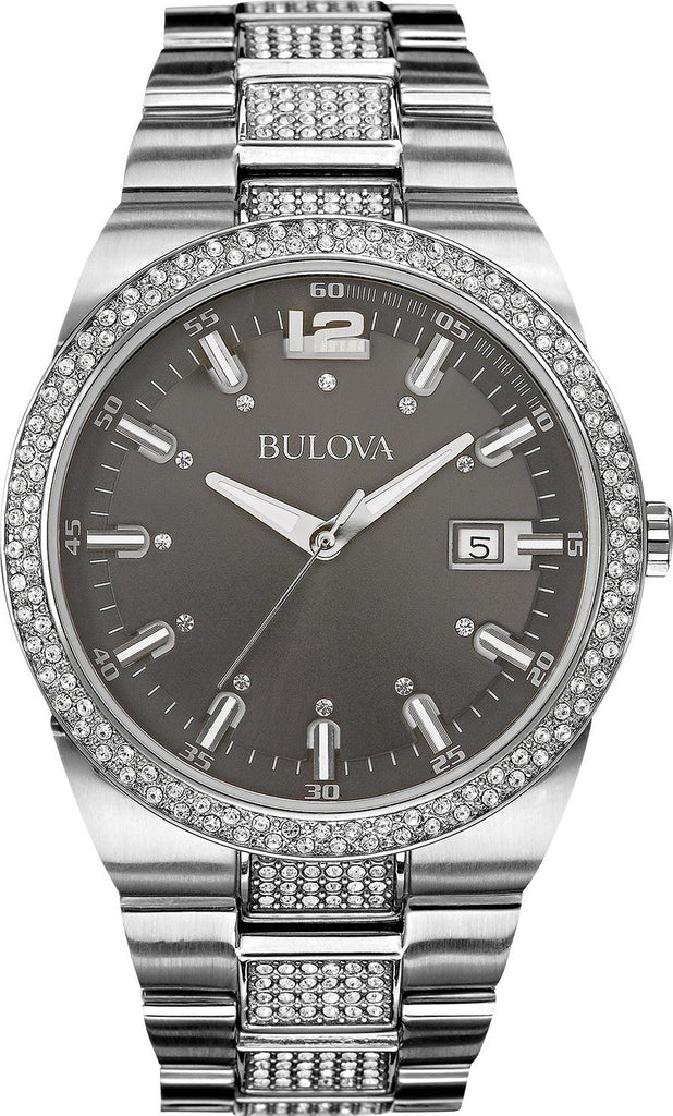 Bulova Crystal Collection Brown Dial Silver Steel Strap Watch for Men - 96B221 Buy Now By Bulova