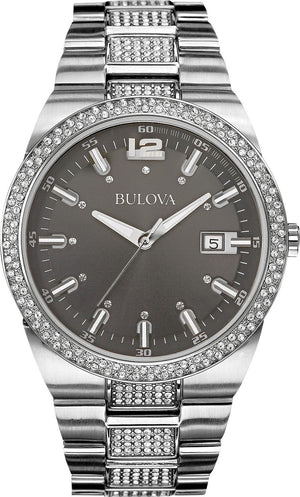 Bulova Crystal Collection Brown Dial Silver Steel Strap Watch for Men - 96B221 Buy Now By Bulova