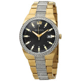 Bulova Crystal Black Dial Two Tone Steel Strap Watch for Men - 98B235 Buy Now By Bulova
