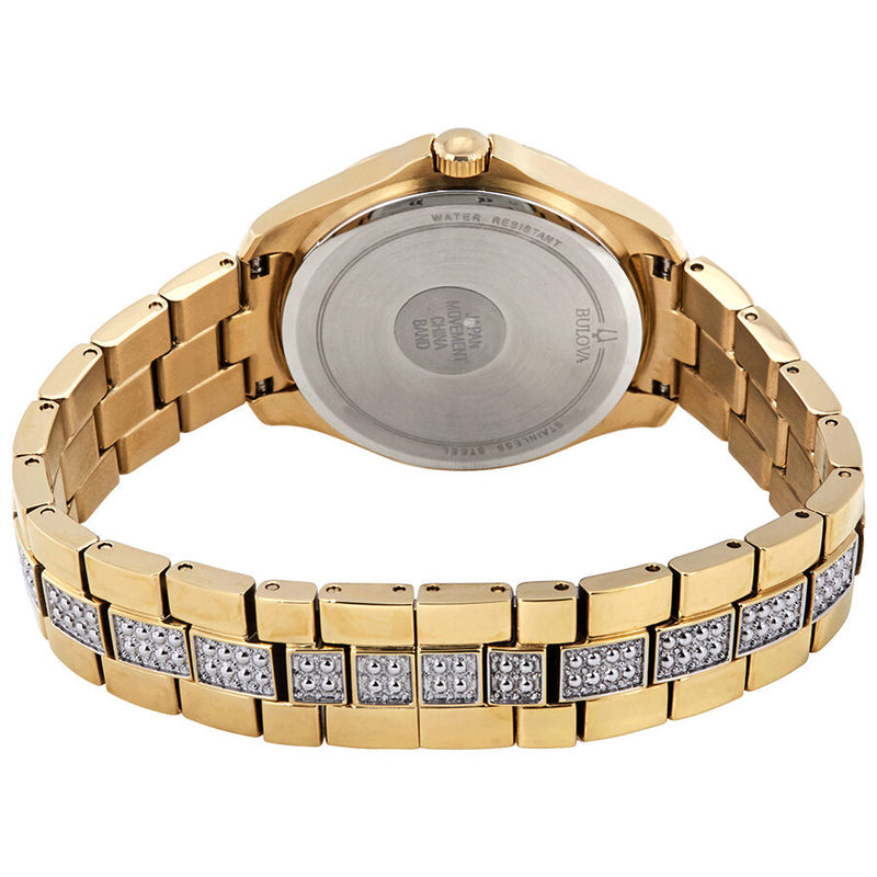 Bulova Crystal Collection Silver Crystal Dial Gold Steel Strap Watch for Women - 98L228 Buy Now By Bulova