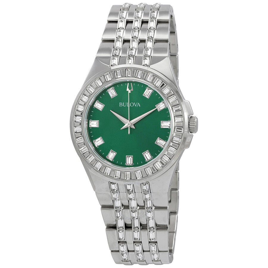 Bulova Phantom Classic Baguette Green Dial Silver Steel Strap Watch for Men - 96A253 Buy Now By Bulova