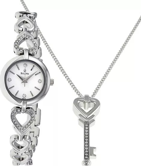 Bulova Crystals White Dial Silver Steel Strap Watch for Women - 96X114 Buy Now By Bulova