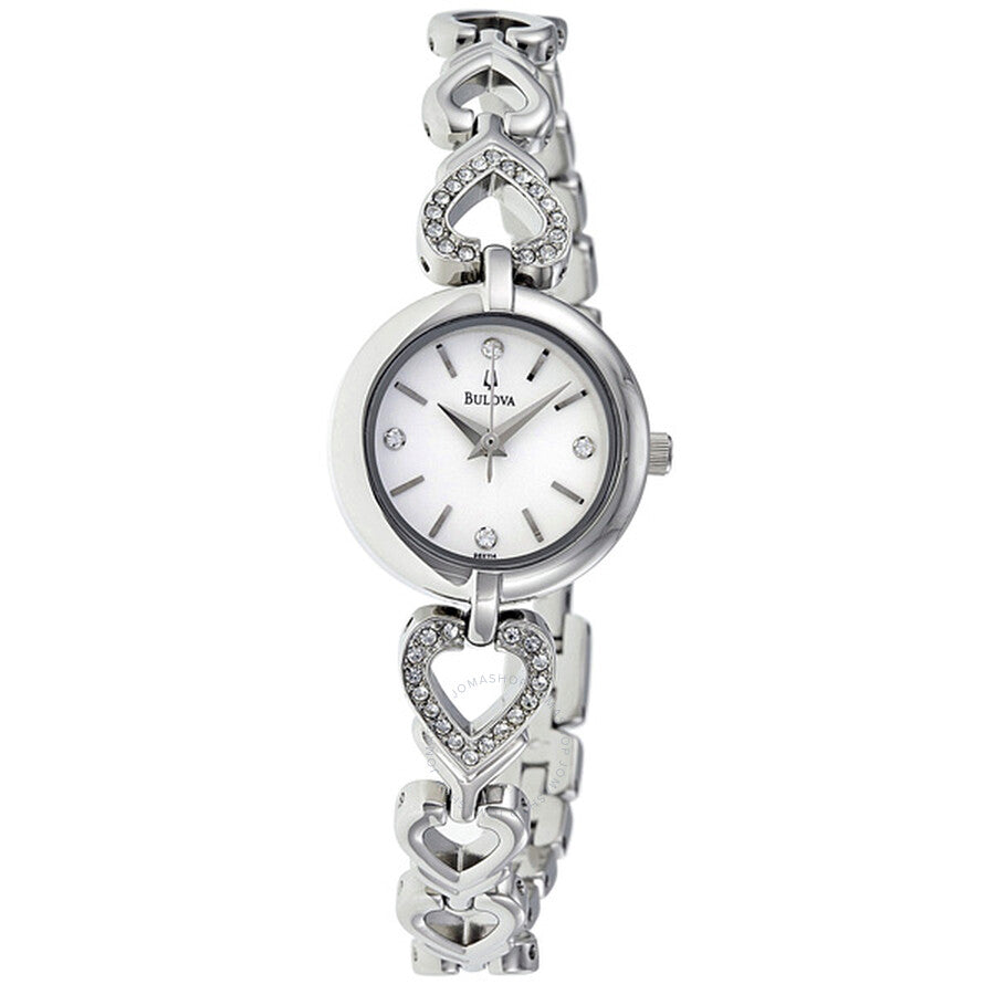 Bulova Crystals White Dial Silver Steel Strap Watch for Women - 96X114 Buy Now By Bulova