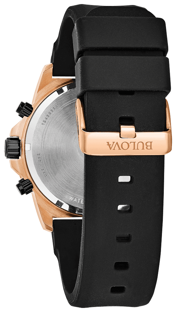 Bulova Marine Star Chronograph Black Dial Black Rubber Strap Watch for Men - 98B104 Buy Now By Bulova