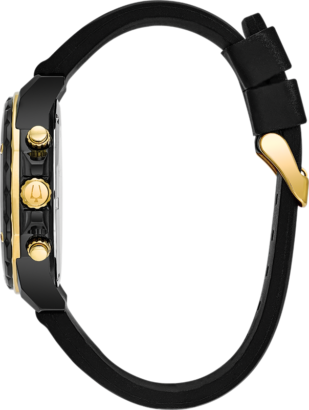 Bulova Marine Star Chronograph Black Dial Black Rubber Strap Watch for Men - 98B278 Buy Now By Bulova