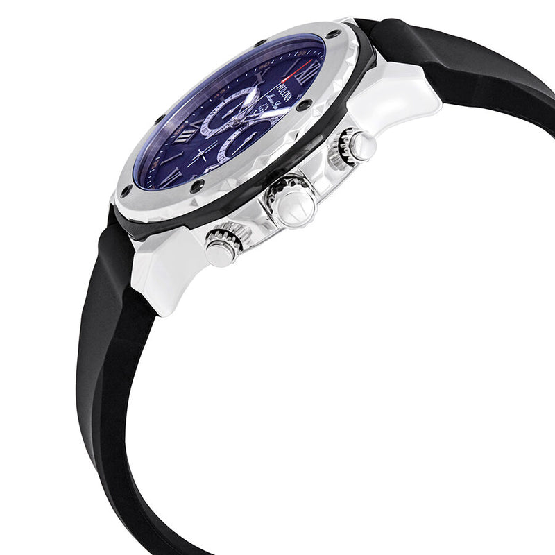 Bulova Marine Star Blue Dial Black Silicone Strap Watch for Men - 98B258 Buy Now By Bulova