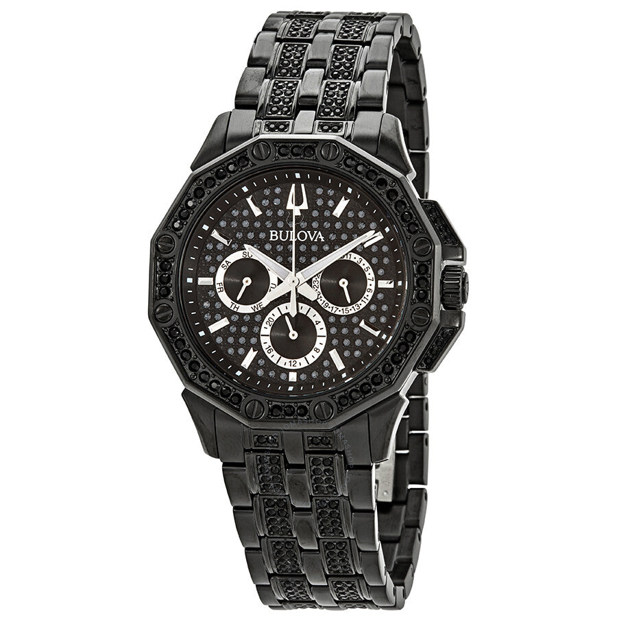 Bulova Octova Chronograph Black Crystal Dial Black Steel Strap Watch for Men - 98C134 Buy Now By Bulova