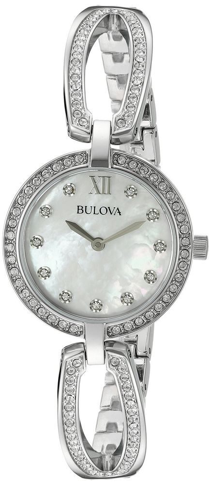 Bulova Crystal Collection Mother of Pearl Dial Silver Steel Strap Watch for Women - 96L223 Buy Now By Bulova