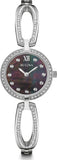 Bulova Crystal Black Mother of Pearl Dial Silver Steel Strap Watch for Women - 96L224 Buy Now By Bulova