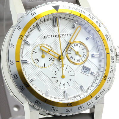 Burberry Belt Chronograph Silver Dial Brown Rubber Strap Watch For Men - BU9811 Buy Now By Burberry