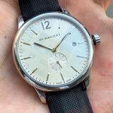 Burberry Classic Round Cream Dial Black Leather Strap Watch for Men - BU10008 Buy Now By Burberry