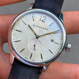Burberry Classic Round Cream Dial Black Leather Strap Watch for Men - BU10008 Buy Now By Burberry