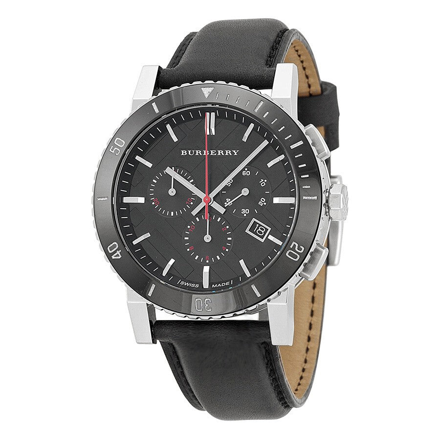Burberry The City Black Dial Black Leather Strap Watch for Men - BU9382 Buy Now By Burberry