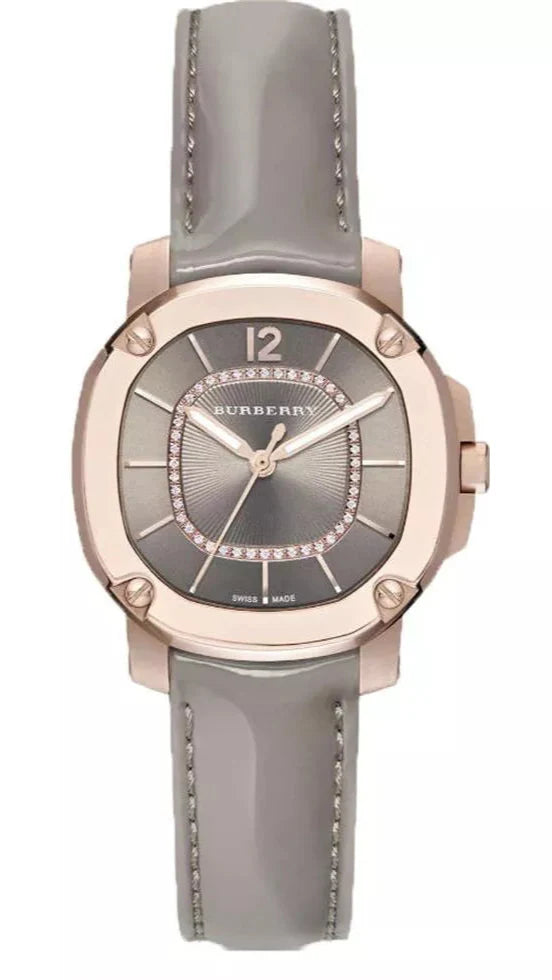 Burberry Britain Diamonds Grey Dial Grey Leather Strap Watch for Women - BBY1810 Buy Now By Burberry