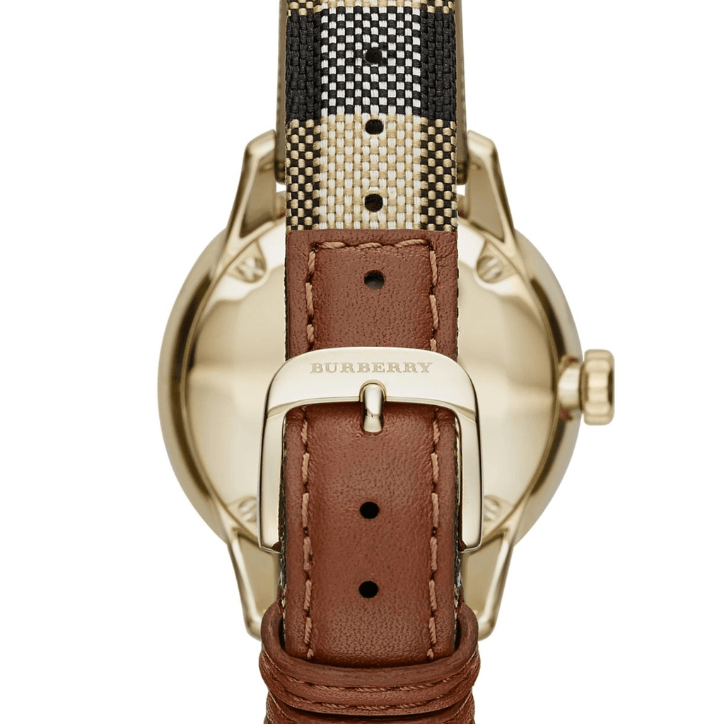 Burberry The Classic Round Gold Dial Brown Leather Strap Unisex Watch - BU10001 Buy Now By Burberry