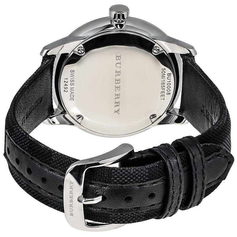 Burberry Classic Round Cream Dial Black Leather Strap Watch for Men - BU10008 Buy Now By Burberry