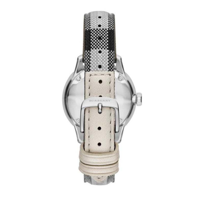 Burberry Classic Stone Silver Dial Horseberry Black Leather Strap Watch for Women - BU10103 Buy Now By Burberry