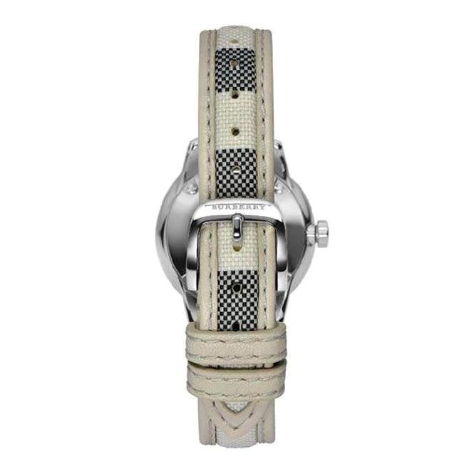 Burberry The Classic Guilloche Silver Dial Grey Leather Strap Watch for Women - BU10113 Buy Now By Burberry