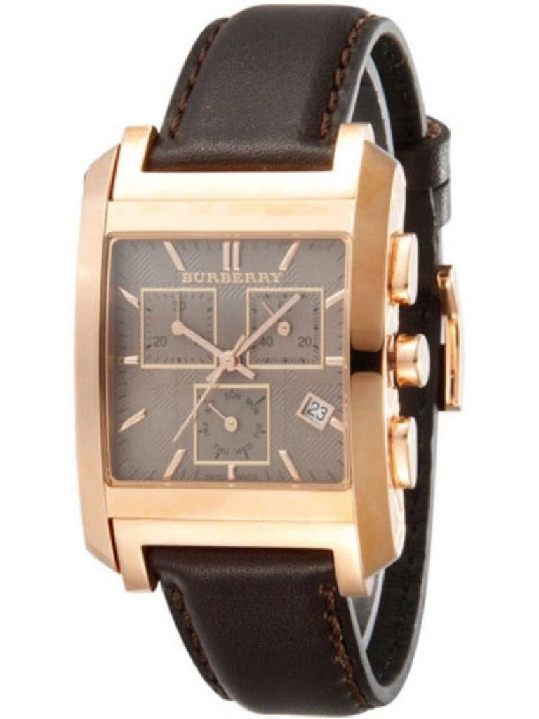 Burberry Heritage Chronograph Square Grey Dial Brown Leather Strap Watch for Men - BU1566 Buy Now By Burberry
