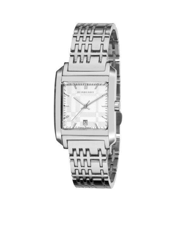 Burberry Nova Check Square White Dial Silver Steel Strap Watch for Women - BU1572 Buy Now By Burberry