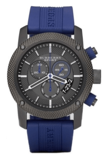 Burberry Sports Chronograph Black Dial Blue Rubber Strap Watch for Men - BU7714 Buy Now By Burberry