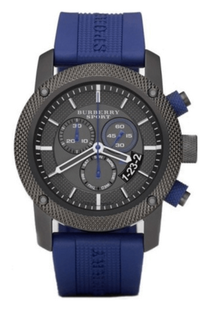 Burberry Sports Chronograph Black Dial Blue Rubber Strap Watch for Men - BU7714 Buy Now By Burberry