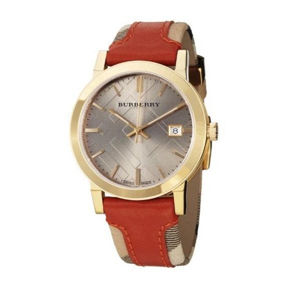 Burberry The City Gold Dial Orange Leather Strap Watch for Women - BU9016 Buy Now By Burberry