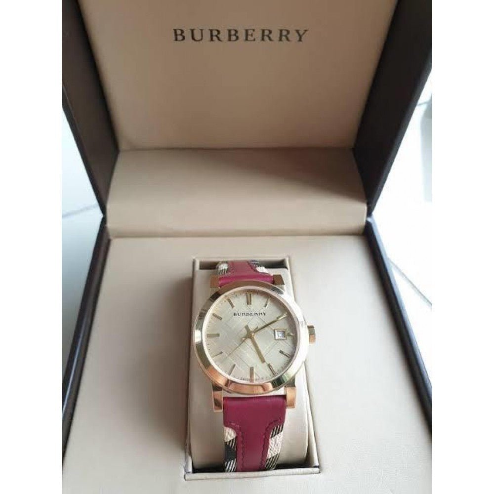 Burberry The City Gold Dial Orange Leather Strap Watch for Women - BU9017 Buy Now By Burberry
