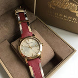 Burberry The City Gold Dial Orange Leather Strap Watch for Women - BU9017 Buy Now By Burberry