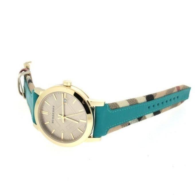 Burberry The City Gold Dial Blue Leather Strap Watch for Women - BU9018 Buy Now By Burberry