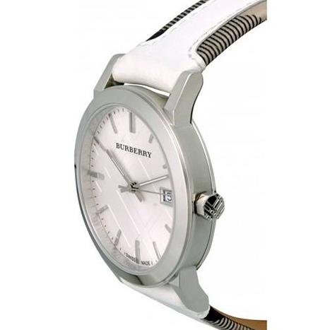 Burberry The City Silver Dial White Leather Strap Watch for Women - BU9019 Buy Now By Burberry