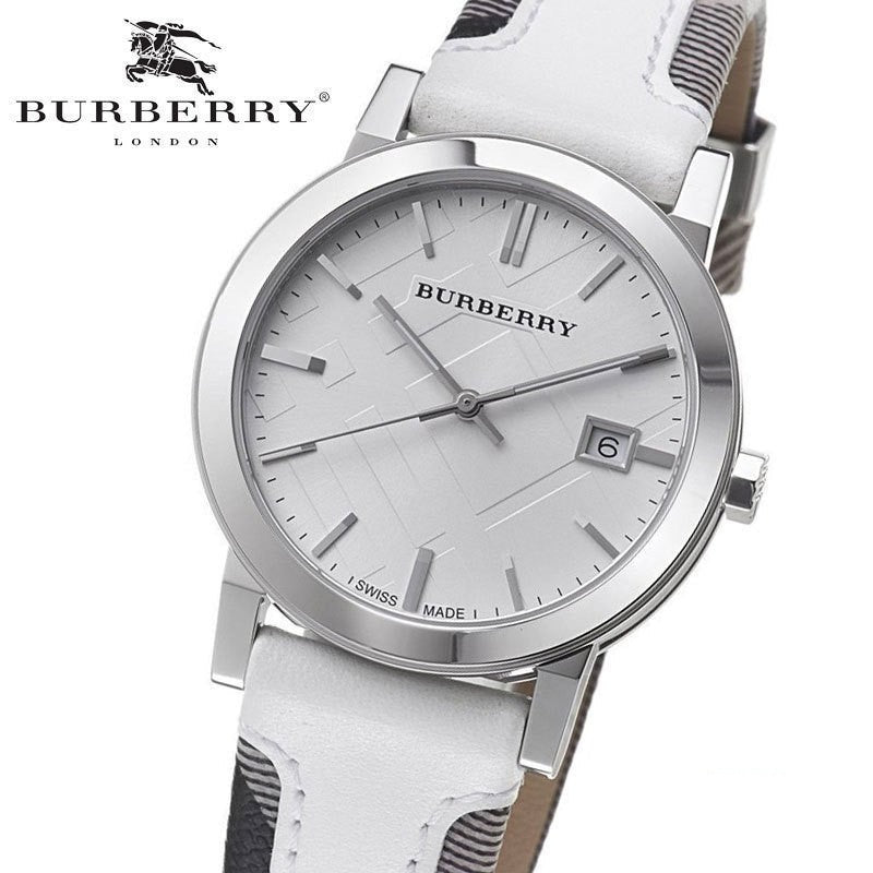 Burberry The City Silver Dial White Leather Strap Watch for Women - BU9019 Buy Now By Burberry