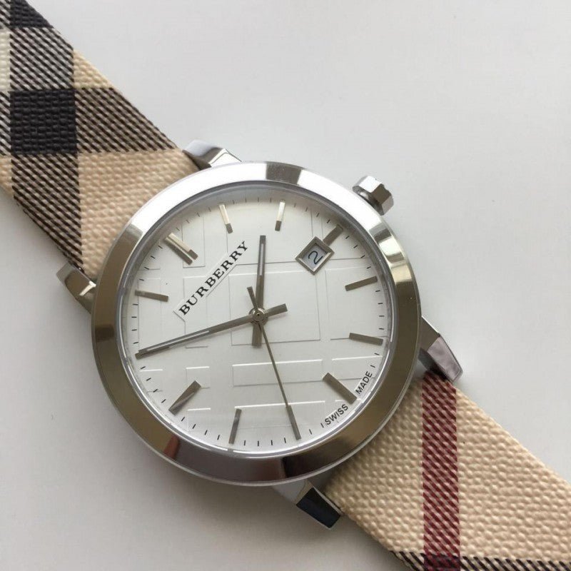 Burberry The City Nova Silver Dial White Leather Strap Watch for Women - BU9022 Buy Now By Burberry