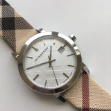 Burberry The City Nova Silver Dial White Leather Strap Watch for Women - BU9022 Buy Now By Burberry