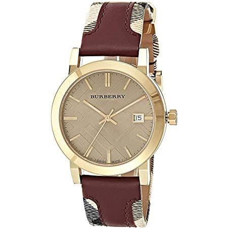 Burberry Heritage Nova Gold Dial Haymarket Red Leather Strap Watch for Women - BU9111 Buy Now By Burberry