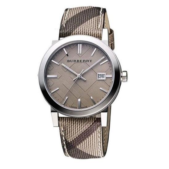 Burberry The City Grey Dial Checked Grey Leather Strap Watch for Women - BU9118 Buy Now By Burberry