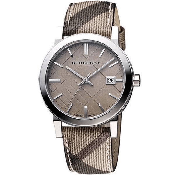 Burberry The City Grey Dial Checked Grey Leather Strap Watch for Women - BU9118 Buy Now By Burberry