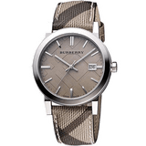 Burberry The City Grey Dial Checked Grey Leather Strap Watch for Women - BU9118 Buy Now By Burberry